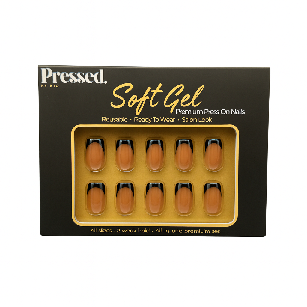 Boss Babe Short Square Black Tip Nails - Press On Nails