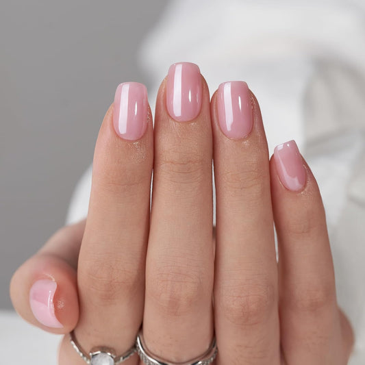 Rosé Glow Short Square Nails - Press On Nails