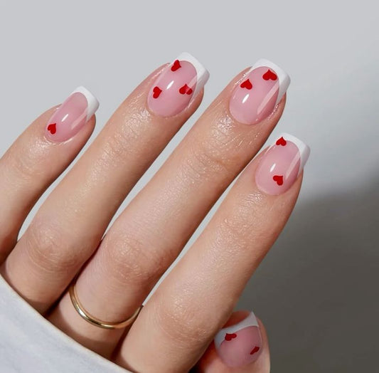Love Spark Short Square Nails - Press On Nails