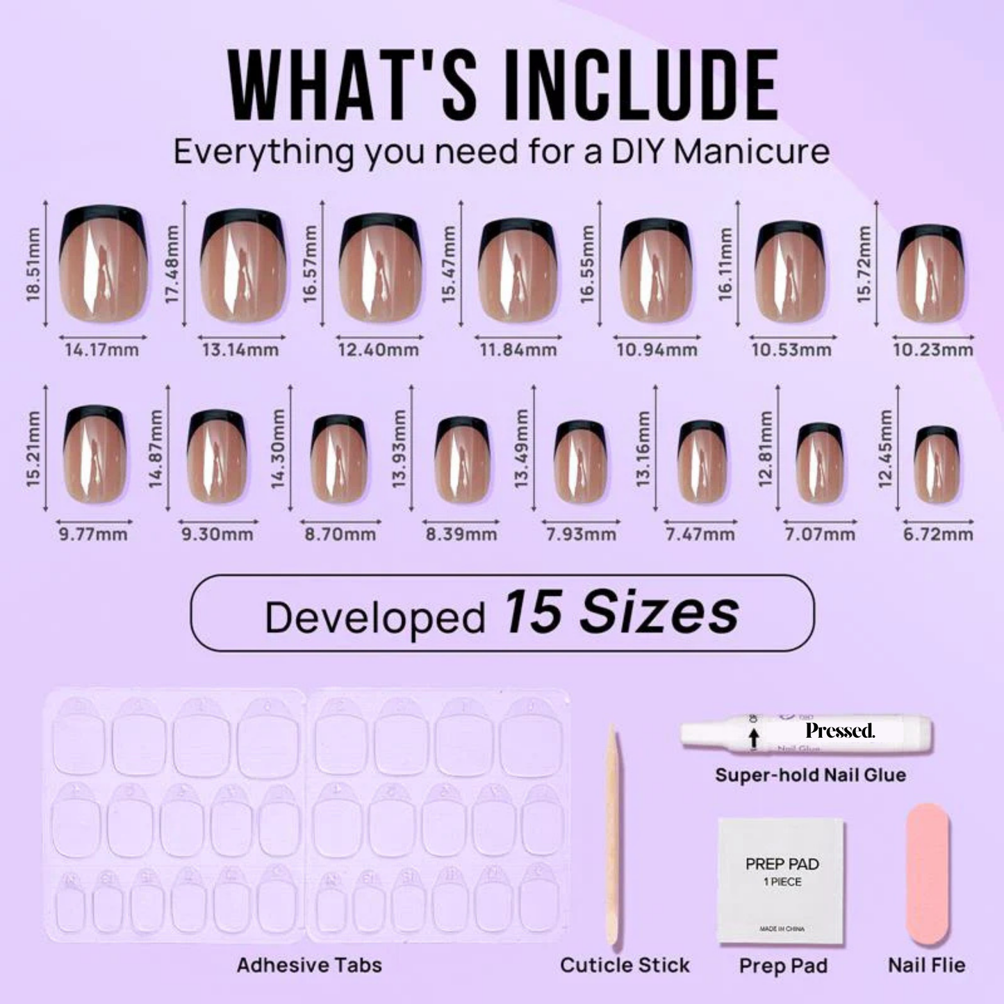 Boss Babe Short Square Black Tip Nails - Press On Nails