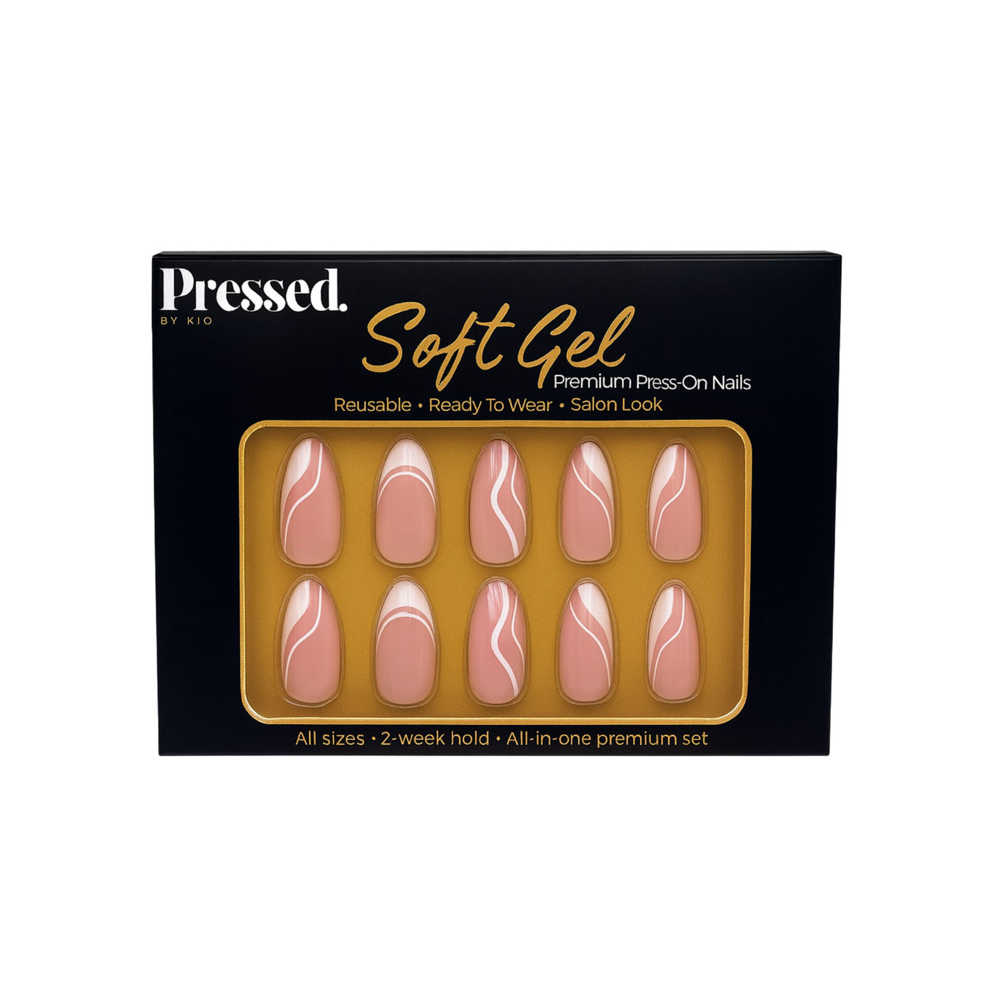Luxe French Medium Almond Nails - Press On Nails