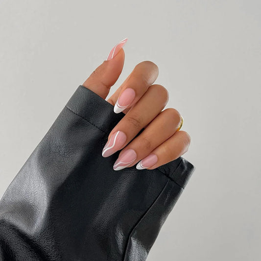 Luxe French Medium Almond Nails - Press On Nails