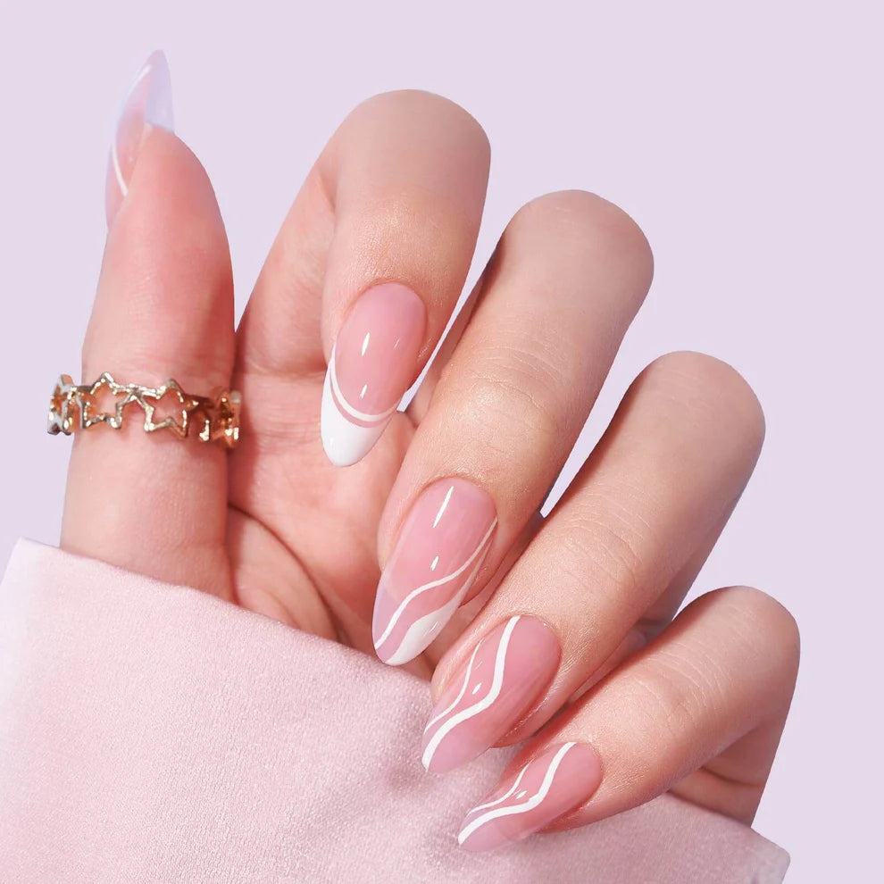 Luxe French Medium Almond Nails - Press On Nails