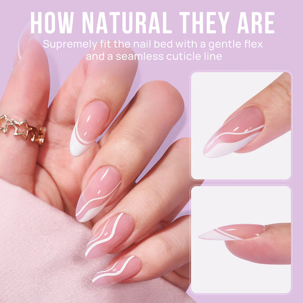 Luxe French Medium Almond Nails - Press On Nails