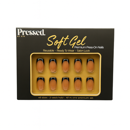Boss Babe Short Square Black Tip Nails - Press On Nails