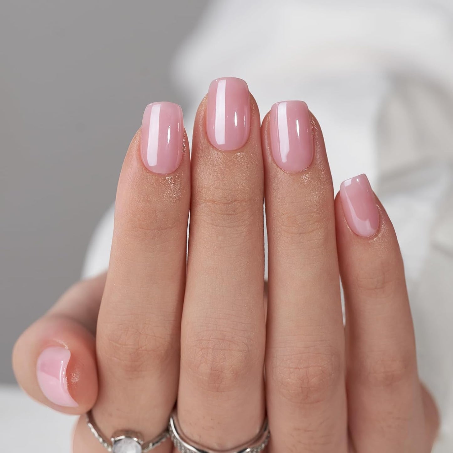 Rosé Glow Short Square Nails - Press On Nails