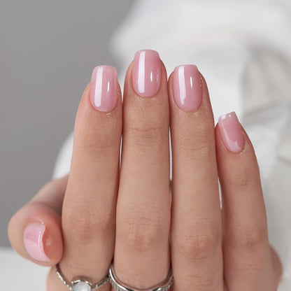 Rosé Glow Short Square Nails - Press On Nails