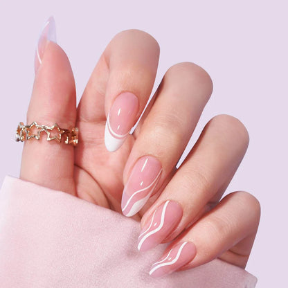 Luxe French Medium Almond Nails - Press On Nails