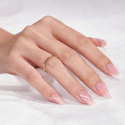 Luxe French Medium Almond Nails - Press On Nails