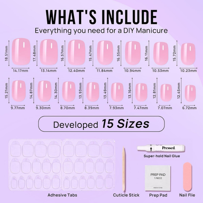 Rosé Glow Short Square Nails - Press On Nails