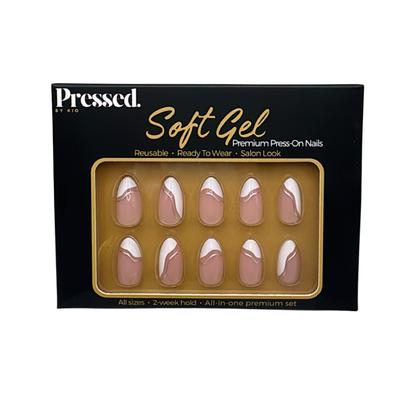 Silver Veins Medium Almond Nails - Press On Nails