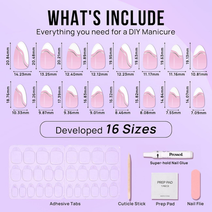 Silver Veins Medium Almond Nails - Press On Nails